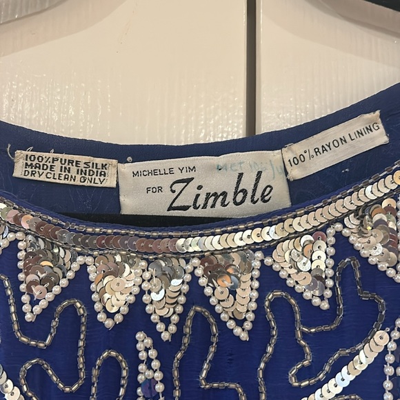 Exquisite Beaded Silk Top in Royal Blue - Picture 5 of 5